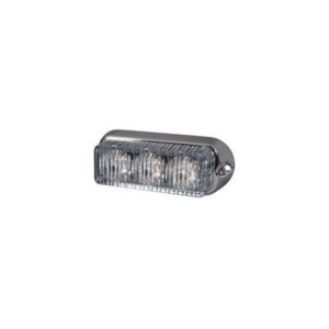 HIGH INTENSITY 4 RED LED WARNING LIGHT - HORIZONTAL, CHROME BEZEL (12 FLASH PATTERNS)