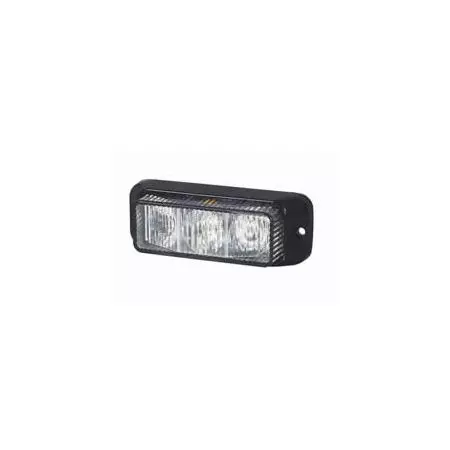 R65 HIGH INTENSITY 3 AMBER LED WARNING LIGHT - HORIZONTAL, BLACK ALUMINIUM (12 FLASH PATTERNS)
