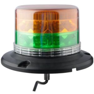DUAL COLOUR SINGLE BOLT AMBER & GREEN LED BEACON - 12/24V