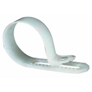 WHITE NYLON P CABLE CLIPS FOR 9-14MM DIAMETER CABLE