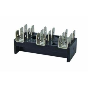 3 X 6-WAY BUS BAR WITH 6.3MM COMMON PLATED BRASS BLADE TERMINALS - 25A