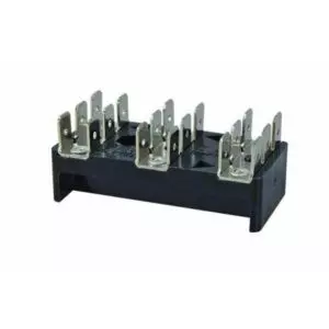 3 X 6-WAY BUS BAR WITH 6.3MM COMMON PLATED BRASS BLADE TERMINALS - 25A