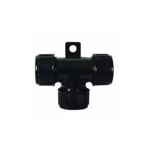 BLACK POLYCARBONATE SEALED T-PIECE WITH NYLON CAP NUTS - 10 X 10 X 10NW