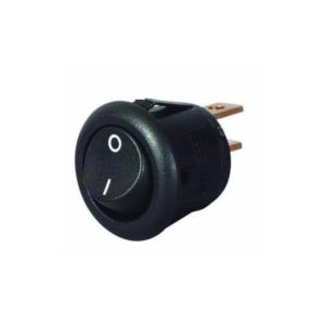 MINIATURE BLACK ON/OFF ROUND ROCKER SWITCH - 6A AT 12V