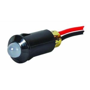 RED FLASHING LED WARNING LIGHT FOR 8.2MM DIAMETER PANEL HOLE - 12V RED POSITIVE BLACK NEGATIVE
