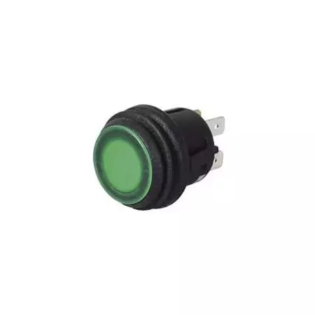 GREEN LED PUSH/PUSH ON/OFF SWITCH - 12/24V