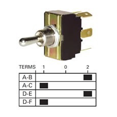 3 Way/Change-Over or On/Off/On - Three Position Double Pole Switch - 10A at 28V