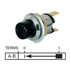 Black/Metal Push Button Single Pole Switch - 10A at 12V