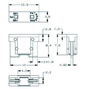 GREY LOW PROFILE MINI BLADE TYPE FUSE - 2A