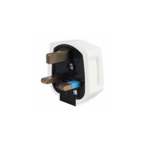 WHITE RUBBER PLUGTOP WITH SLEEVED PINS AND 13A MAINS FUSE