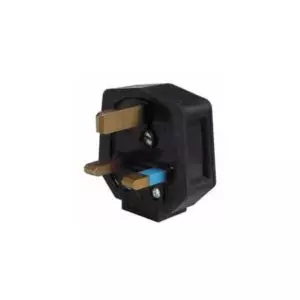 BLACK RUBBER PLUGTOP WITH SLEEVED PINS AND 13A MAINS FUSE