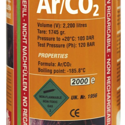 DISPOSABLE GAS CARTRIDGE - ARGON/CO2 - 2.2L