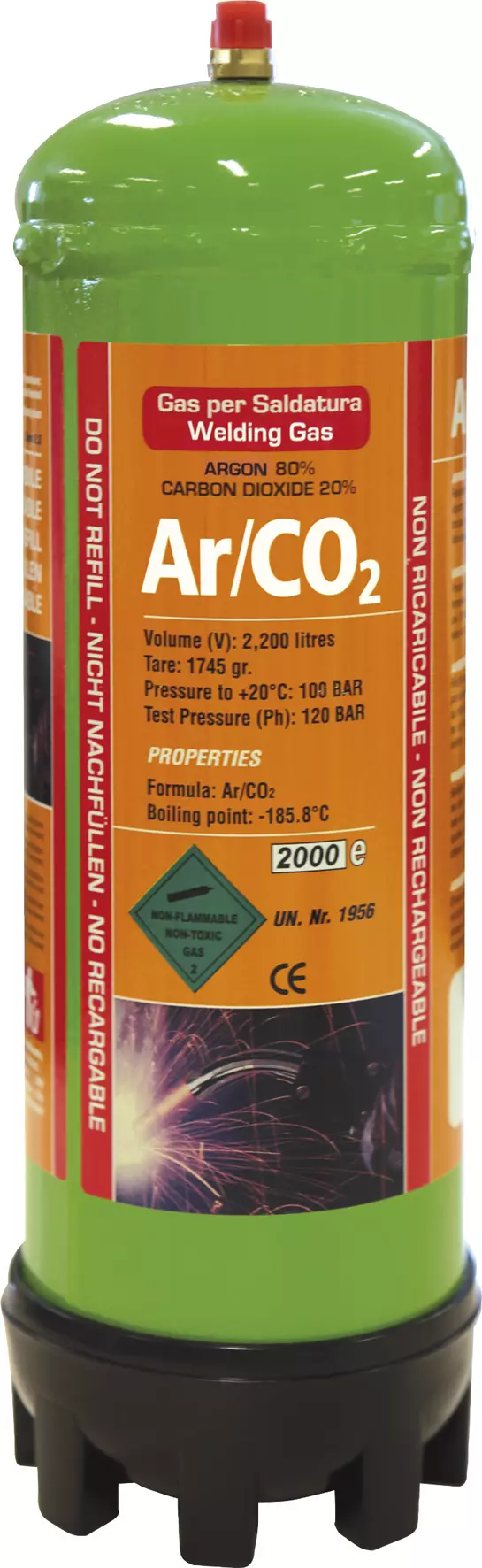 DISPOSABLE GAS CARTRIDGE - ARGON/CO2 - 2.2L
