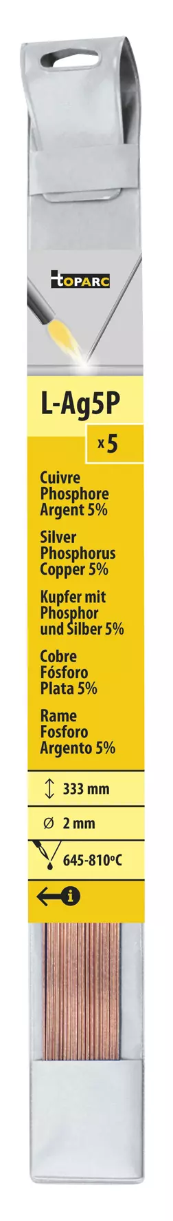 5 BRAZING RODS SILVER COPPER PHOSPHORUS 5% Ø 2mm - L. 333mm