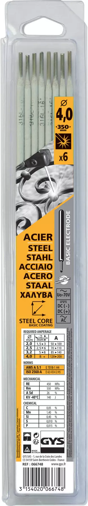 6 BASIC ELECTRODES E7018 - Ø4.0 (BLISTER)