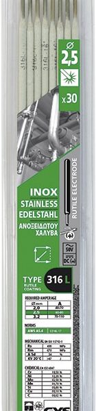 30 STAINLESS STEEL ELECTRODES - 316L - Ø2.5 (BLISTER)