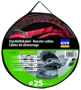 JUMP LEADS PRO 500A (3.5L/5.5L) - INSULATED CLAMPS - Ø25mm² - 2 x 3.5m