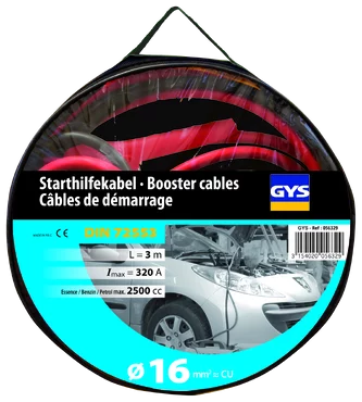 JUMP LEADS PRO 320A (2.5L) - INSULATED CLAMPS - Ø16mm² - 2 x 3m