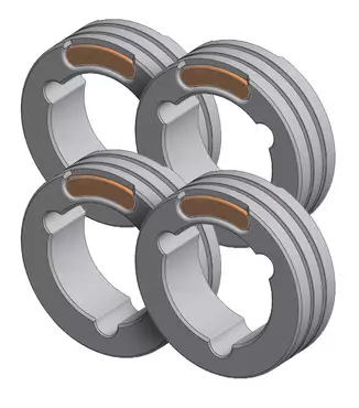 SET OF 4 TWIN DRIVE ROLLS - STEEL ø1.2/1.6 (yellow/orange)
