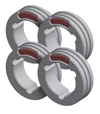 SET OF 4 TWIN DRIVE ROLLS - ALU ø1.0/1.2 (red/orange)
