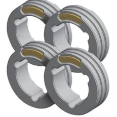SET OF 4 TWIN DRIVE ROLLS - STEEL CORED WIRE ø1.6/2.4 (yellow/grey)