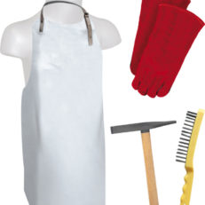 PRO WELDER EQUIPMENT PACK: APRON/GLOVES/HAMMER/BRUSH