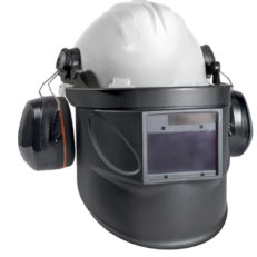HARD HAT WITH HEARING & VISION PROTECTION SHADE 5-8/9-13